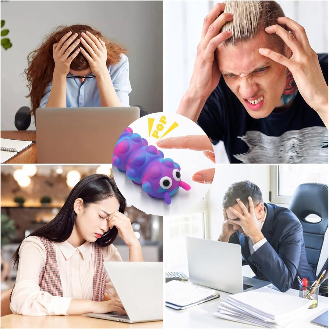 MEIEST 1PCS Pop Bubble Ball Sensory Fidget Toys, 3D Fidget Slug Toy with Light-Up, Silicone Stress Relief Sucker Hand Toys, Office Desk Anti-Anxiety Stretchy Toy for Adults & Kids