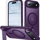 MOZOTER for iPhone 17 Pro Max Case with Kickstand,[Compatible with MagSafe] [12FT Military Grade Protection] Slim Translucent Matte Shockproof Phone Case,6.9",Purple