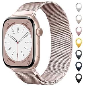 Original Stainless Steel Mesh Loop Compatible with Apple Watch 38mm 40mm 41mm 42mm 44mm 45mm 46mm 49mm Women Men, Magnetic Clasp Replacement for iWatch Bands Series 11 10 9 8 7 6 5 4 Ultra SE 3 2 1 (Starlight)