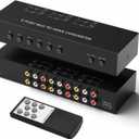 6Port AV to HDMI Converter RCA/Composite/CVBS Adapter Support 16:9/4:3 Switch for Wii/N64/PS1/PS2/PS3/VHS/VCR/DVD Players etc (6Port RCA in to 1 HDMI Converter with IR Remote)