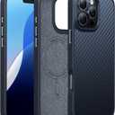 TORRAS Upgraded for iPhone 16 Pro Case Aramid Fiber Back/Black Edge | Compatible with MagSafe, Military Grade Drop Protection, Stronger Magnetic, Shockproof Airbag, Color Button, Slim Anti-Scratch | Upgraded, Stronger Magnetic, Shockproof, Slim