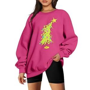 UNIQUEONE Christmas Sweatshirts for Women Oversized Christmas Tree Sweatshirt Merry Christmas Sweater Xmas Pullover Top (Medium)