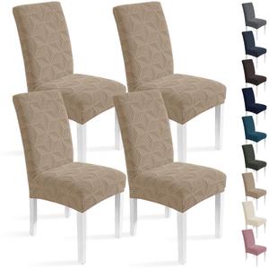 YSTELLAA Dining Room Chair Covers Set of 2,Stretch Chair Covers,Khaki
