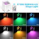 Battery Powered Stage Lights, 9600mAh Rechargeable Par Can Lights 6x18W RGBWA+UV APP/Remote/DMX512/Sound Activated, Uplights for Events Party Wedding DJ Concert Christmas Dance White