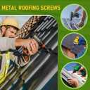 300 Pcs, #10 x 1 Inch Hex Head Metal Roofing Screws, Zinc Plated Sharp Point Sheet Metal Roof Screw with Rubber Washer, Self Tapping Metal to Wood Siding Screws, Hex Socket Included (Galvanized)