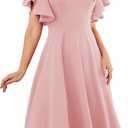 Bridesmay Women's Formal Wedding Guest Dress for Women 2026 Short Sleeve Fit and Flare Tea Party Dresses (Pink, XXL)