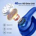 9S Wireless Over-Ear Bluetooth Headphones, 60 Hours Playtime, Hi-Fi Stereo, 6 EQ Modes, Built-in Microphone, Foldable Design, Blue