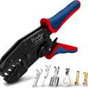 Crimping Tool for Non-Insulated Open Barrel Terminals, AWG22-10 - Ratchet Crimp Tool, Adjustable Force Wire Crimper Tool HS-03BC