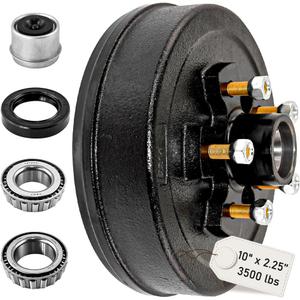 5 on 4.5" Trailer Brake Hub Drum 10" x 2-1/4" with L68149/L44649 Bearing and 1/2-20" Nuts Fit for 3500lbs Trailer Brake Kit - 22001K 008-247-05,84546