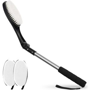 EASACE Body Brush for Back, Long Handle Bath Brush for Showering, Adjustable Head Back Scrubber, Shower Brush with Soft Bristles for Wet or Dry