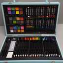 175-Pack Deluxe Wooden Art Set Drawing Painting Kit with 2 Drawing Pads, Acrylic Paints, Colored Pencils, Crayons, Paint Brush, Art Kit in Wooden Case, Gift for Artist, Adults, Teens and Kids (Blue)