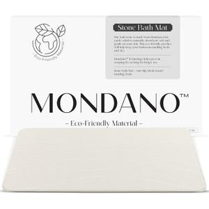 Mondano Stone Bath Mat, Diatomaceous Earth Shower Non Slip Bathroom Mat Quick Dry Stone Mat, Stone Dish Drying Mat, Stone Bath Mats for Bathroom, Diatomaceous Earth Hard Rug (Pebble White), 1'3" x 1'11"