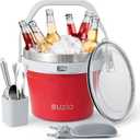 BUZIO 7.4 Qt/7 L Double Wall Insulated Ice Bucket with Lid Scoop & Tongs