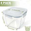 Soup Containers with Lids Glass 32 oz, 4 Cup Borosilicate Glass Food Storage Containers, Microwave & Freezer Safe Jars, Small Square Meal Prep Bowl for Salad, Fruit, Lunch, Ice Cream, Travel, 4 Pack