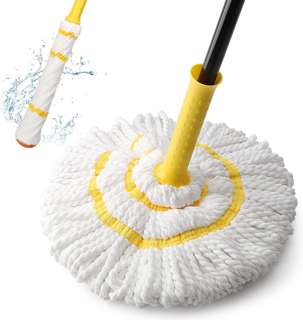 KeFanta Self-Wringing Twist Mop for Floor Cleaning, Long Handled Microfiber Floor Mop with Top Scouring Pad for Kitchen, Hardwood, Restaurant, Bathroom, Garages, Warehouses, Office, 57-inch