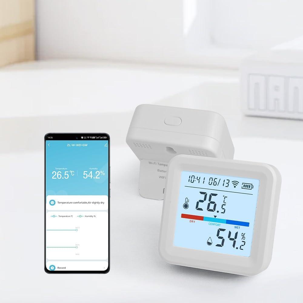 Smart WiFi Thermometer and Hygrometer  Temperature & Humidity Sensor with App Alerts, Data Logger, Backlit Display  Remote Temperature Monitor for Home, Greenhouse