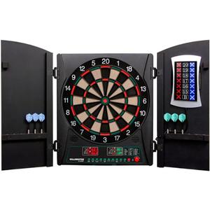 Arachnid Cricket Maxx 1.0 Electronic Dartboard Cabinet Set - Walnut Finish Doors - 34 Game Types with 183 Variations - Up to 8 Players - Includes Six Soft Tip Darts