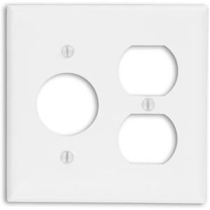 Leviton 88046 2-Gang 1-Duplex 1-Single 1.406-Inch Diameter, Device Combination Wallplate, Painted Metal, Device Mount, White