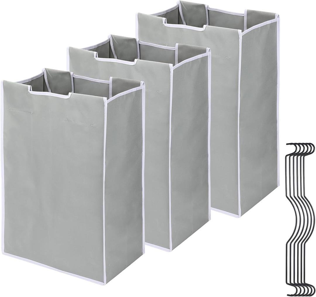 3 Bag Laundry Sorter Replacement Bags with 6 Handles, Jhua 3 Pack Large Hamper Cart Removable Replacement Bags, 600D Laundry Hamper Liner Laundry Storage Organizer, 14.9x9.0x21.7in