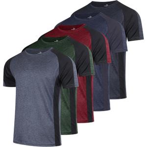 Real Essentials 5 Pack: Youth Dry-Fit Wicking Active Athletic Performance Short Sleeve T-Shirt Boys & Girls Shirts (Medium)