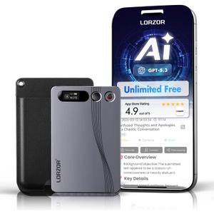 LORZOR AI Voice Recorder, Pocket ai Note Taker for Meetings & Calls, Transcribe & Summarize, 64GB, App Control, Support 152 Languages, Al Noise Cancellation Technology, Case & Lanyard Included, Gray