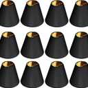12 Pcs Small Lamp Shades, Clip-on Black Fabric Lamp Shades with Golden Plastic Lining, Chandelier Lamp Barrels, Elegant Lighting Covers for Bedside Table Lamps, Floor Lamps, Wall Lamps