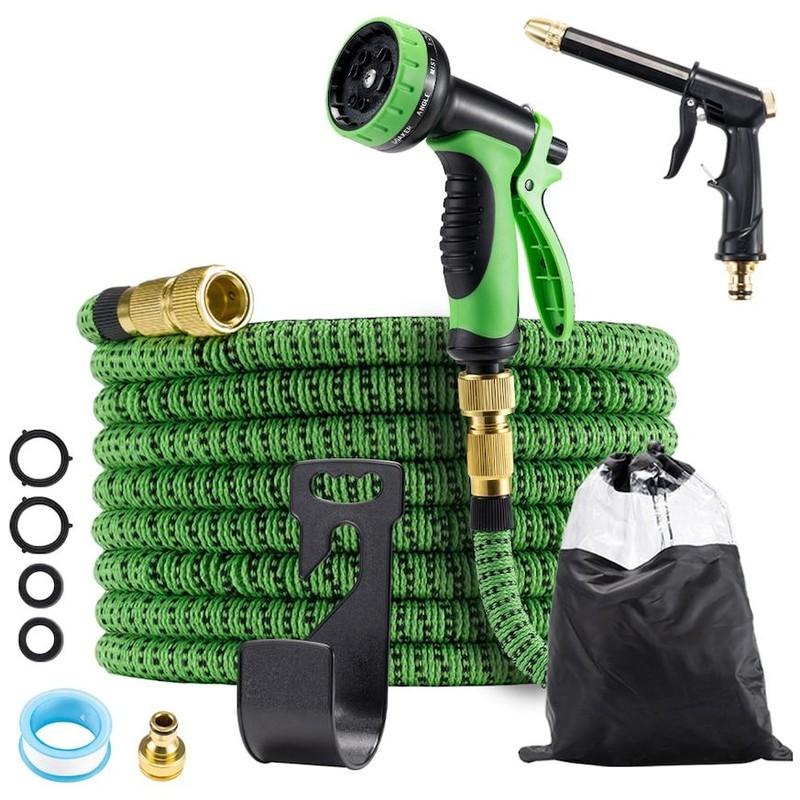 50 ft Expandable Garden Hose -2026 Newly Upgraded Expanding Garden Hoses with 10 Function Spray Nozzle, Extra Strength Fabric, Leak-Proof, Lightweight, Kink-Free Flexible Retractable Hose(Green Black)