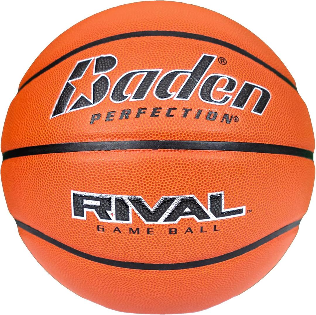 Baden Rival Basketball High-Performance Indoor Ball Durable Composite Cover Official Size 6 & 7 (Orange)