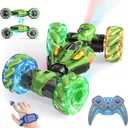 Gesture Sensing RC Stunt Cars - Toys for Boys Girls 6-12 | Best Gifts for Kids 6-12 Years Old | 4WD 360 Rotating Remote Control Transform Car | All-Terrain Off Road Vehicle with Lights Music Green