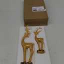 Resin Christmas Table Decor: 2pcs Golden Christmas Reindeer Figurines Set, Luxury Glitter Tabletop Centerpiece Ornaments, Farmhouse Winter Holiday Home Office Mantel Decor Party Supplies Gifts