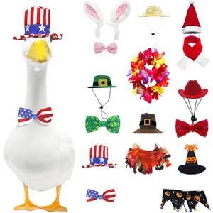 8 Set Holiday Porch Goose Outfits All Seasons Holiday Bundle St. Patrick Easter Summer Hawaiian 4th of July Fall Lawn Goose Clothing Porch Clothes for Patio Yard Lawn Decor