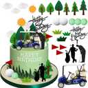 Golf Cake Decorations Golf Cart Cake Toppers with Cart Flag Golf Ball Trees Clouds for Men Sports Golf Theme Birthday Supplies (Style1)