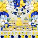 Blue Yellow Lemon Balloon Garland Arch Kit,Royal Blue Yellow White Balloons for Summer Baby Shower Bridal Wedding Graduation Birthday Lemonade Theme Party Decorations