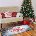 Christmas Kitchen Mats Set of 2, 17x30 + 17x47 Inch Xmas Kitchen Rugs, "Merry Christmas And Happy New Year" Pinecone & Star Decor, Non - Slip Floor Mats for Kitchen, Dining Area Christmas Decoration