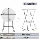 BTEXPERT Set of 1, White 2.63' Round Bar Height Folding Table 330lb Weight Capacity Commercial Indoor Outdoor Portable Banquet Patio Backyard Dining Wedding Party Events Home Thick Top Metal Frame