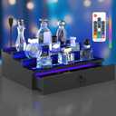 LED Lighted Cologne Organizer for Men, 3 Tier Wood Perfume Organizer with Velvet Lined Drawer, Multi Lighting Modes Perfume Display Holder with Remote Control, Cologne Shelf Stand, Nice Gift for Men