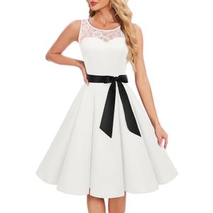 Bbonlinedress Women's 1950s Vintage Rockabilly Swing Dress Lace Cocktail Prom Party Wedding Guest Dress (M)