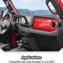 JeCar 2pcs for 2024+ Jeep Wrangler JL Red Interior Accessories Center Console Dash Panel Cover Trim