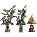 Chunful 2 Pack Birds Lamp Finials Decorative, Birds on a Nest Shade Antique Finial Lamp Toppers Screw Cap Knobs 1/4-27 Thread Decorative Knob Finials Accessories for Home Room