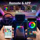 Ambient Lighting Car Led Lights Interior Kit, 4 in 1 Acrylic Led Lights for Car Center Console Dashboard,DC 12V APP Remote Control DIY Fiber Optic Music Sync RGB Neon Strip with Footwell Lighting