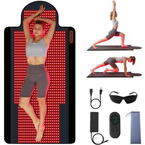 Red Light Therapy Mat, Extra Large 74 x 32 in Full Body Infrared Light Therapy Pad, 660nm 850nm 940nm, 1095 LEDs, 2 Pulse Modes, 5 Intensity Levels, Timer 10-90 Min, Includes Goggles & Storage Bag