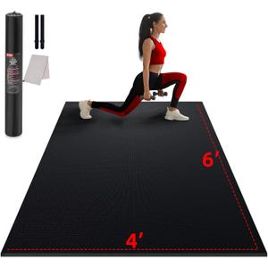 Large Exercise Mat for Home Workout, 6'x4' (7mm) Extra Thick Workout Mat, High-Density Gym Mat for Cardio, Jump Rope, MMA, Weights (Shoe-Friendly)