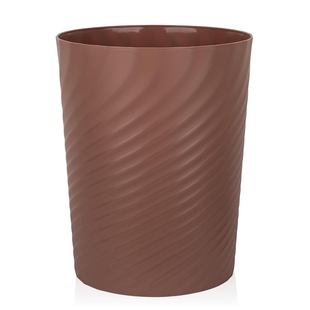 UUJOLY Plastic Small Bathroom Trash Can Wastebasket Garbage Can, Brown | Sturdy-Easy to Clean, Bathroom, Laundry Room, Kitchen, Office, Kids Room, Dorm, Bedroom, 1.8 Gallon