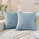 SYSLOON Linen Throw Pillow Covers Set of 2,22x22 Pillow Covers,Light Blue | Set of 2, Soft Faux Linen, Boho Home Decor, Couch & Sofa Accent, Bedroom & Living Room,Farmhouse Cushion Cases