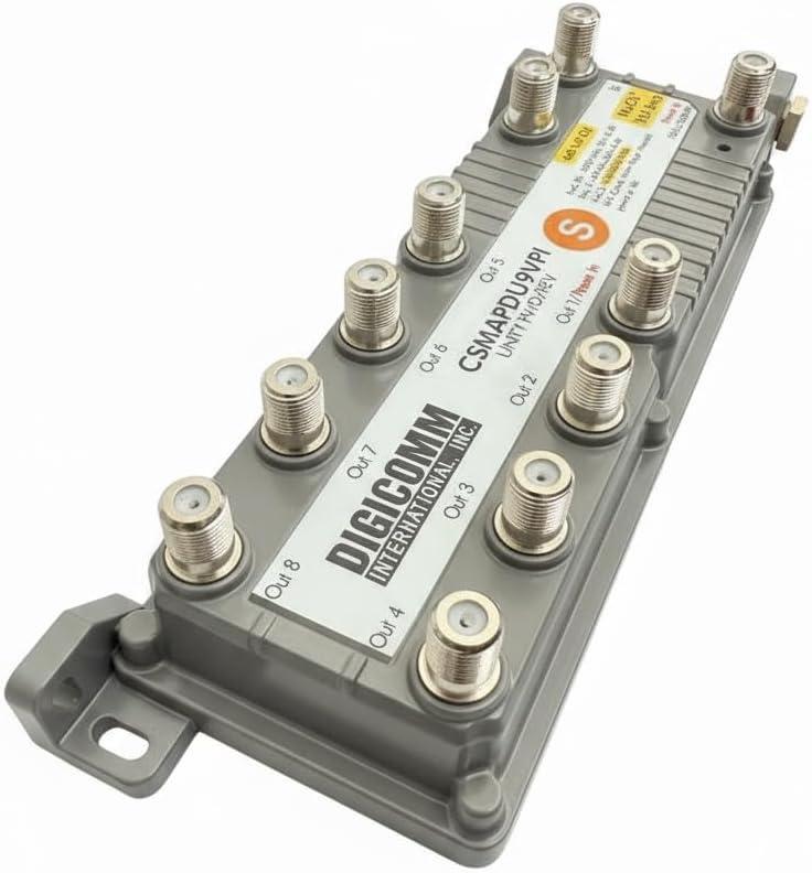 DIGICOMM CSMAPDU9VPI 9-Port MoCA HomeConnect Passive VoIP Amplifier with MoCA Connectivity, Unity Forward/Reverse, with Power inserter, Faster Internet Phone Comcast Xfinity (9-Port MoCA, Gray)