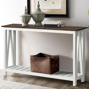 ChooChoo Farmhouse Console Table, Rustic Vintage Narrow Sofa Table for Entryway, Living Room, Hallway, 47 White, 11.8"D x 47.2"W x 31.5"H