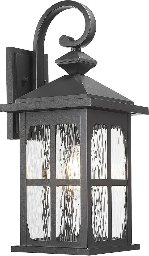 Darkaway Large Outdoor Light Fixtures Wall Mount, 21inch Outside Wall Lights Exterior Lighting Fixture with Water Ripple Glass Outdoor Wall Sconce for House Porch Hallway Garage Front Door, 21.2"