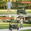 Evolur Trailblazer Foldable Wagon Stroller for 2 Kids with Canopy, Green