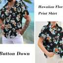 Hawaiian Dad and Son Matching Shirts - Floral Short Sleeve Button Down Shirt Summer Family Vacation Boy Fathers Gift Set (Black, XXL)