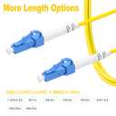 (100ft/30m LC to LC Fiber Optic Internet Cable, OS2 Single Mode Fiber Patch Cable, Simplex 9/125um LSZH Yellow OD 3.0mm